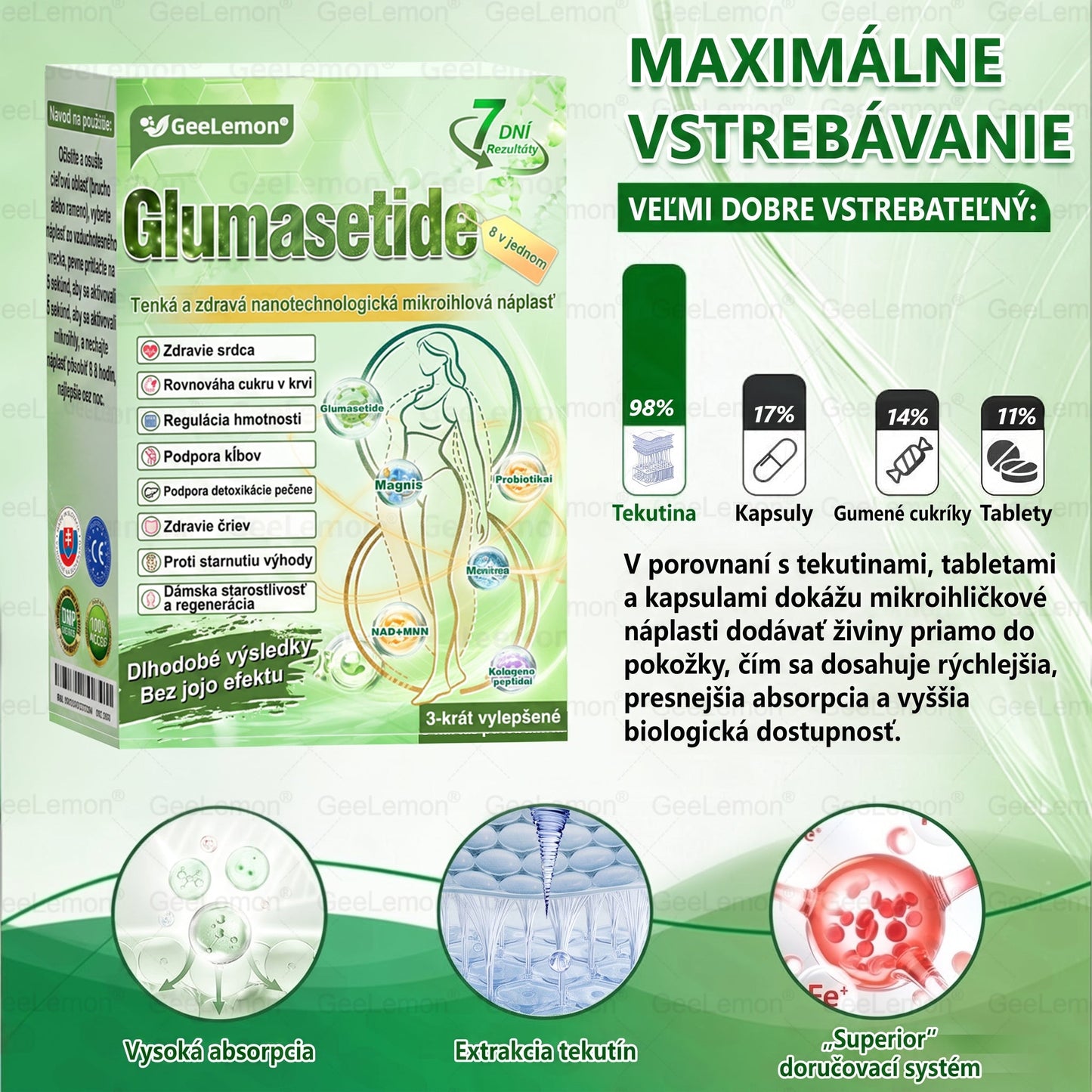 Oficiálne certifikované na Slovensku 🌼Tisíce spokojných používateľov na Slovensku🔥 𝐆𝐞𝑒𝐋𝐞𝐦𝐨𝐧® 𝐆𝐥𝐮𝐦𝐚𝐬𝐞𝐭𝐢𝐝𝐞 8 IN 1" TENKÝ A ZDRAVÝ MIKROIHLIČKOVÝ NÁPLASŤ ((Len raz denne, viditeľné zmeny už do 7 dní)) ✅