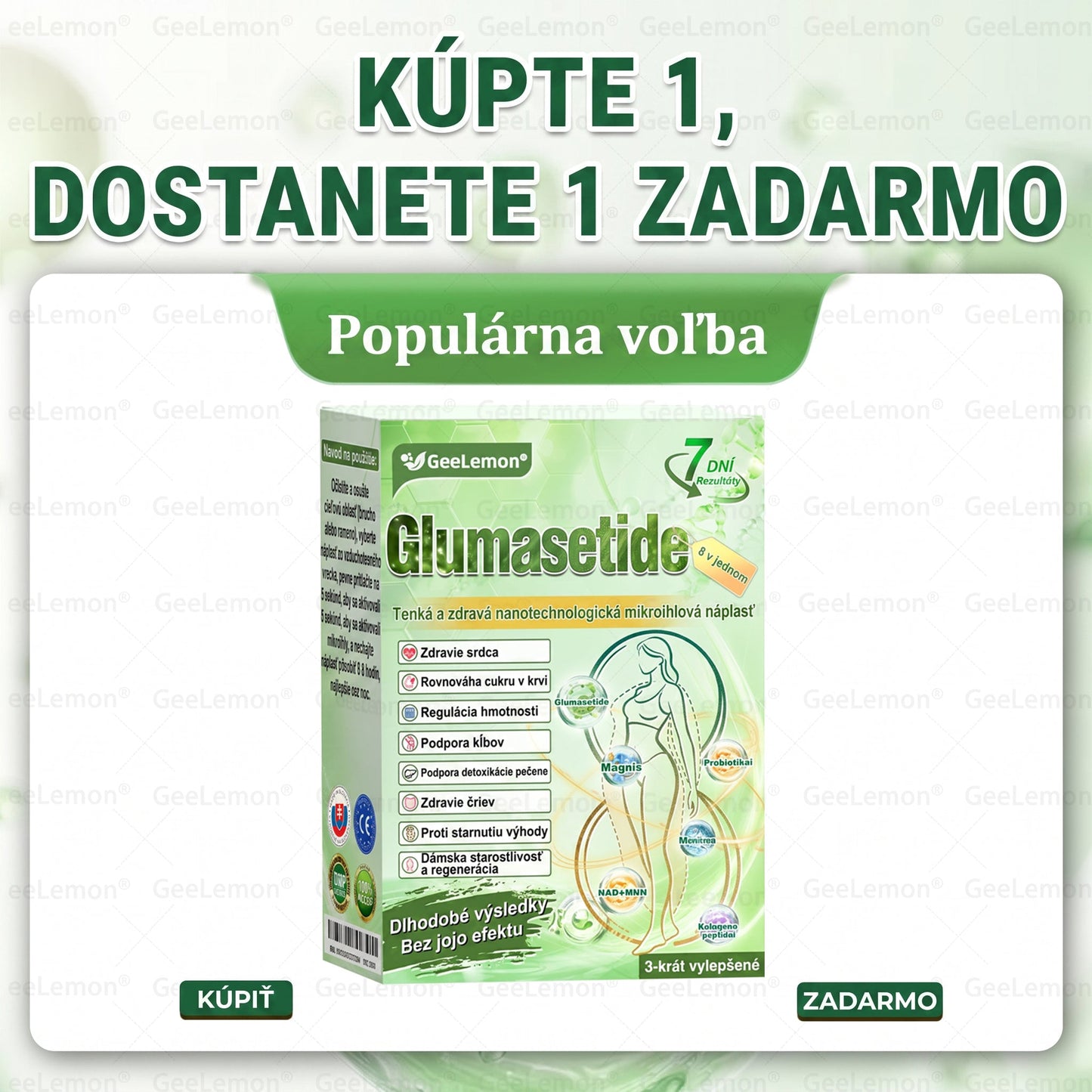 Oficiálne certifikované na Slovensku 🌼Tisíce spokojných používateľov na Slovensku🔥 𝐆𝐞𝑒𝐋𝐞𝐦𝐨𝐧® 𝐆𝐥𝐮𝐦𝐚𝐬𝐞𝐭𝐢𝐝𝐞 8 IN 1" TENKÝ A ZDRAVÝ MIKROIHLIČKOVÝ NÁPLASŤ ((Len raz denne, viditeľné zmeny už do 7 dní)) ✅